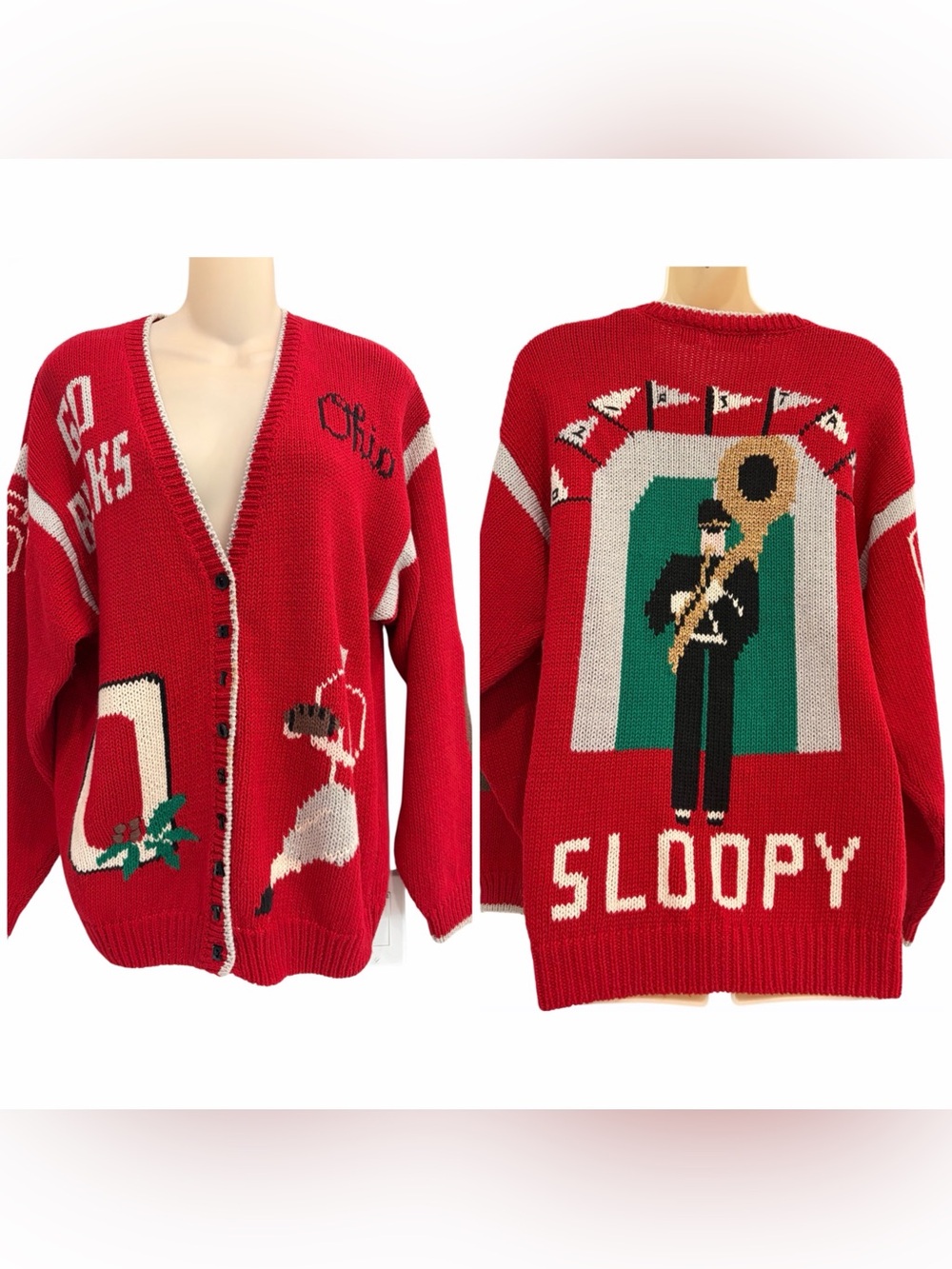 Bellepointe Ohio State Buckeyes Cardigan Sweater Size Small Football Band Vtg